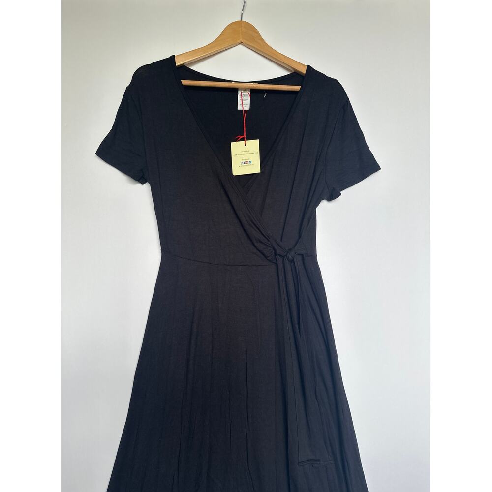 Rolla Coaster Dress 🌿Women’s Size Small Black Wrap Short Sleeve Casual NWT - Picture 6 of 12